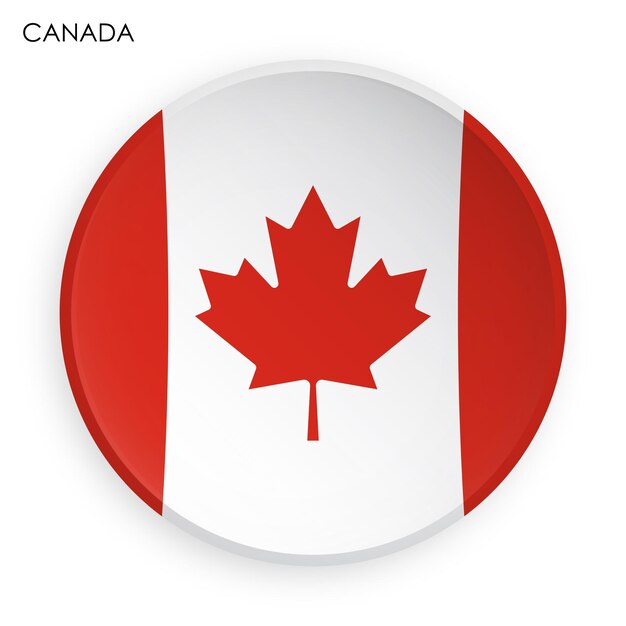 canada flag icon in modern neomorphism style button for mobile application or web vector on white