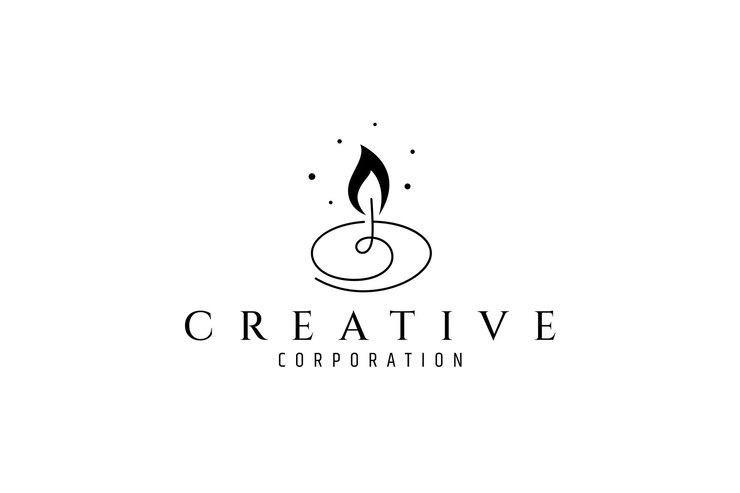 Candle logo with continuous lines design