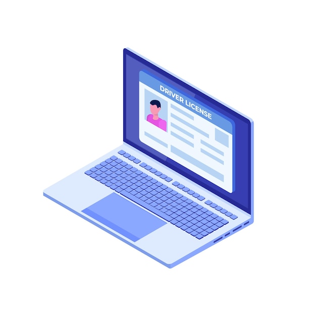Car driver license; id card in laptop. 