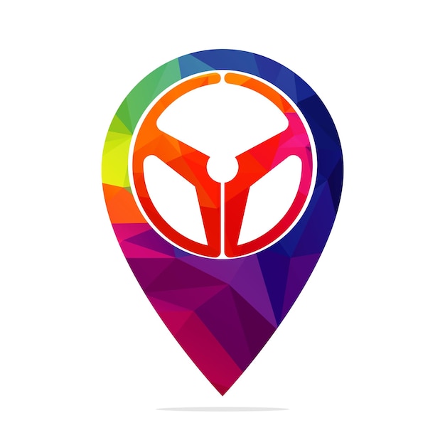 car helm and map pointer logo combination steering wheel and gps locator symbol vector design
