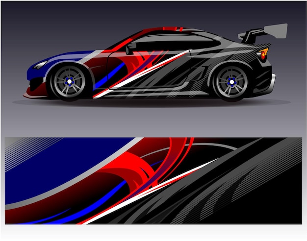 Car wrap design vectorGraphic abstract stripe racing background designs for vehicle rally race