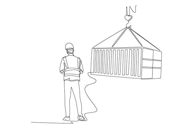 Cargo Concept Single line draw design vector graphic illustration