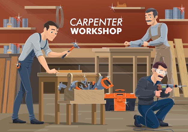 Carpenter and woodworker workers wood works