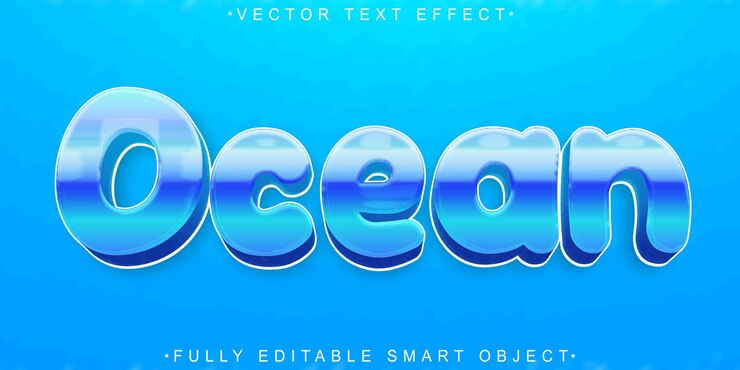 Vektor cartoon blue ocean vector fully editable smart object text effect