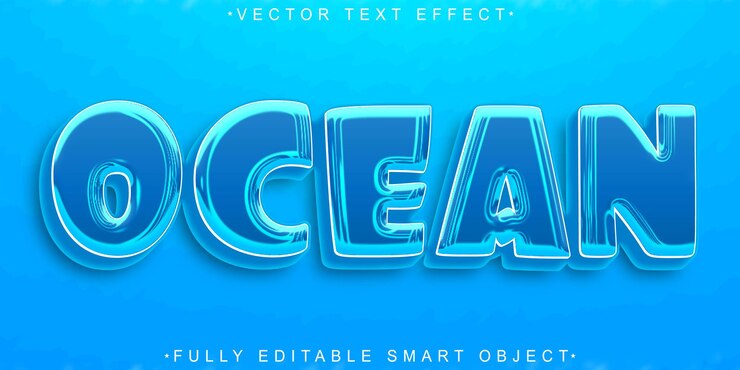 Vektor cartoon blue water ocean vector fully editable smart object text effect