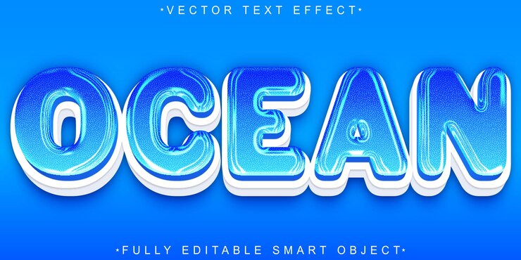 Vektor cartoon blue water ocean vector fully editable smart object text effect