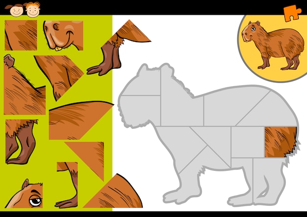 cartoon capybara jigsaw puzzle game