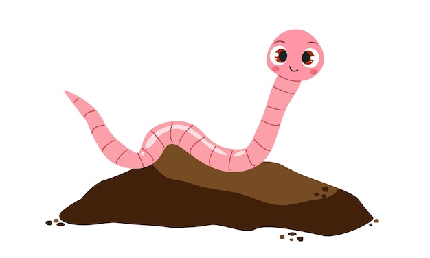 cartoon earthworm vector icon funny insect with cute face
