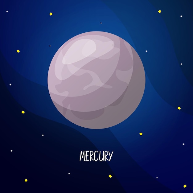 Cartoon mercury planet for kids education Solar system planets