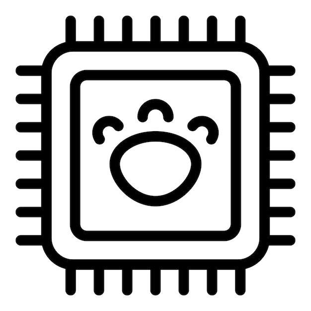 Cartoon microchip mascot with smiling face