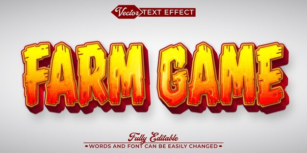 cartoon orange farm game vector editable text effect template