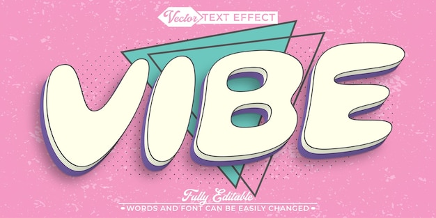Cartoon Retro Pink Vibe Vector Editable Text Effect Template