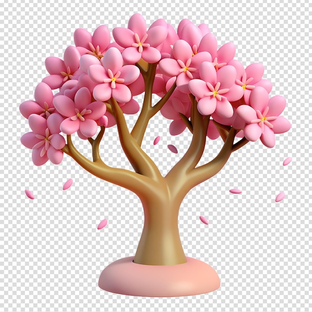 Cartoon sakura tree blossom 3d icon isolated