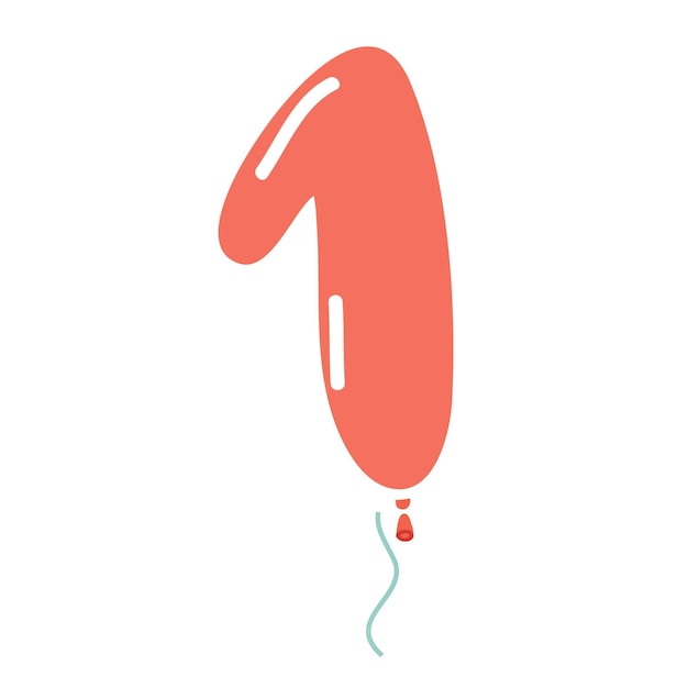 cartoon ste of colored and isolated balloon number shape icon set with cute english latin abc elements for decorated card birhday and party 1 one
