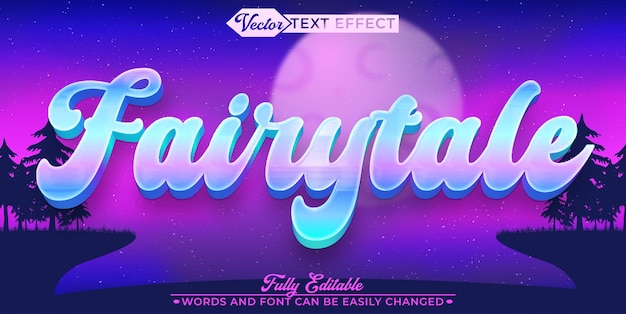 cartoon sweet fairytale vector editable text effect template