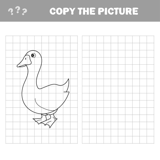Cartoon Vector Illustration of Funny Goose Farm Bird Animal for Coloring Book. Copy the picture, the simple educational game for preschool children