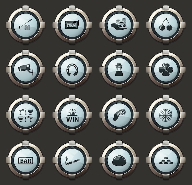 Casino vector stylish round buttons for mobile applications and web