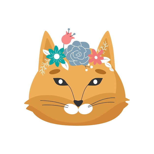 Cat head with flower crown