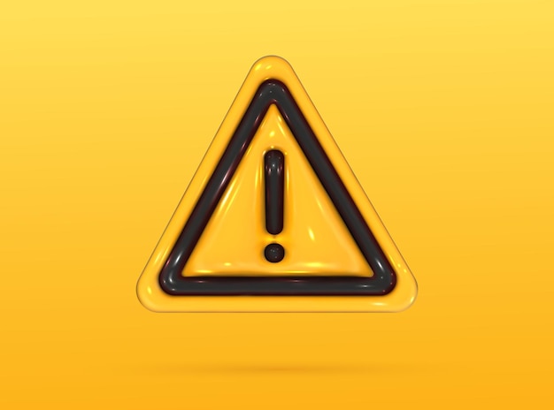 caution sign 3d hazard warning sticker danger attention and important exclamation mark