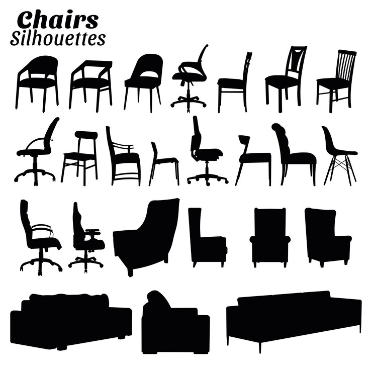 Chairs silhouette vector illustration set