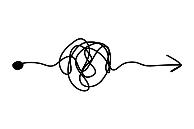chaos mind brain arrow problem solving and business solution searching challenge concept complex