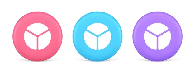 Chart pie three section button financial presentation business analyzing web app 3d icon