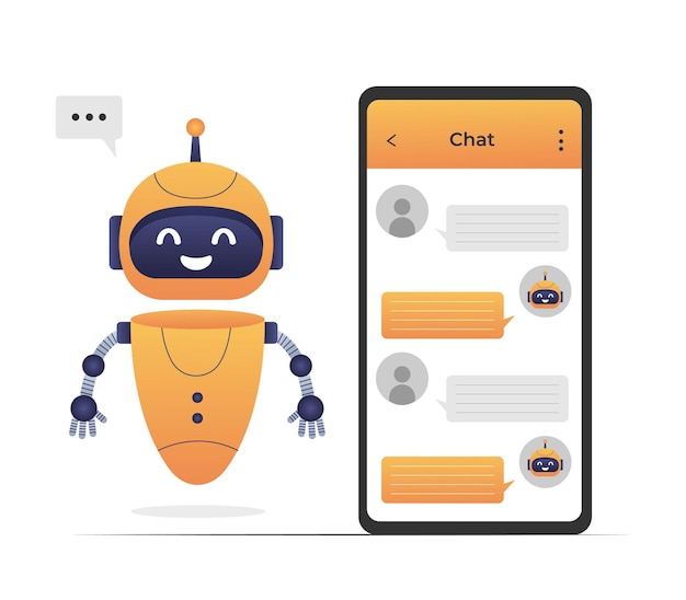 Chatbot neural network AI servers and robots technology Cute chatbot ai character