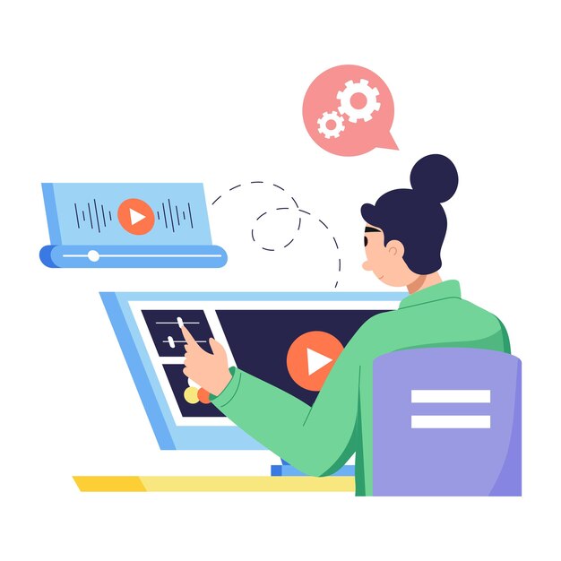 Check flat illustration of video production studio