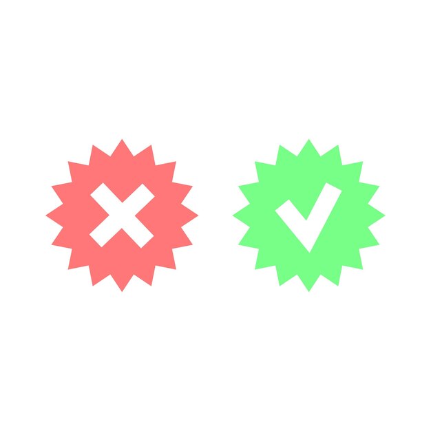 check mark and cross icons flat color cross and check mark icons design vector icons