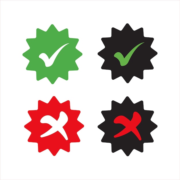 check mark and cross symbols with three color