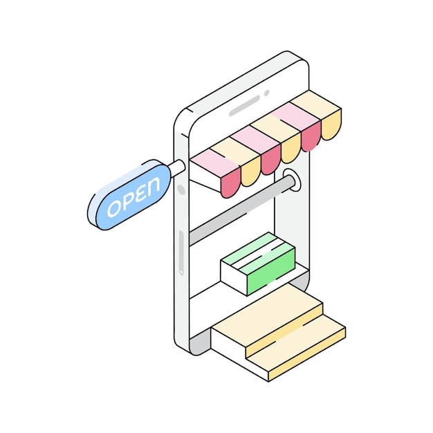 Check out our premium isometric style icon of open shop
