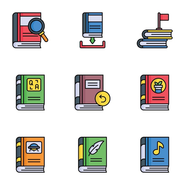 Check this creative and unique vector set of books easy to use icons