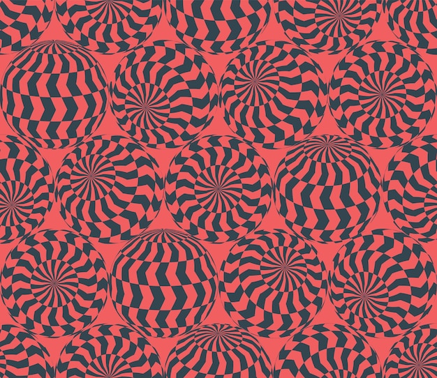 Checkered Chevron Patterned Balls In Different Positions Vector Seamless Pattern