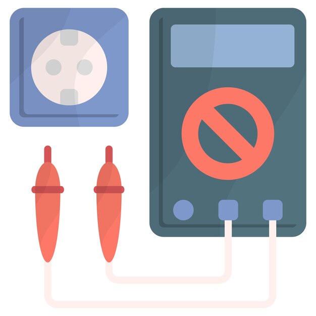 checking current power with multi meter from socket concept electrical wiring vector icon design