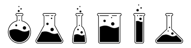 Chemical flask icon Chemical tube set Vector illustration