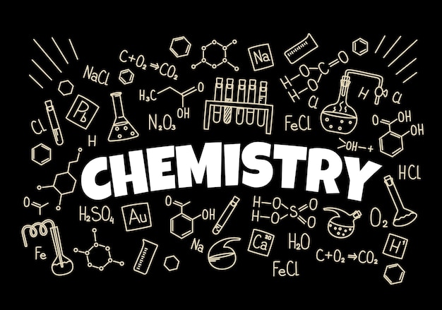 chemistry background with formulas and symbols