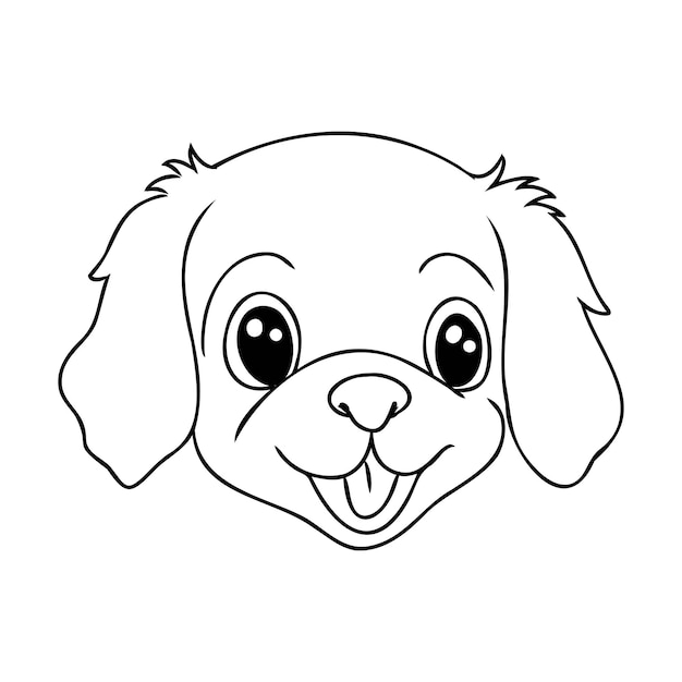 Childrens coloring book dog coloring book with cute cartoon puppy animal vector illustration