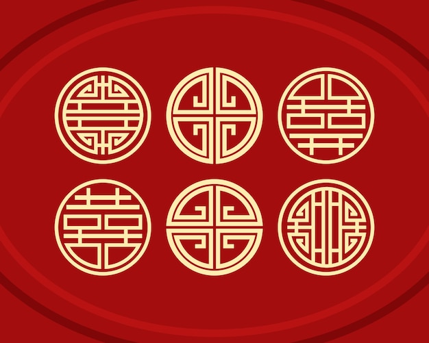 Chinese Auspicious Symbols and icon set