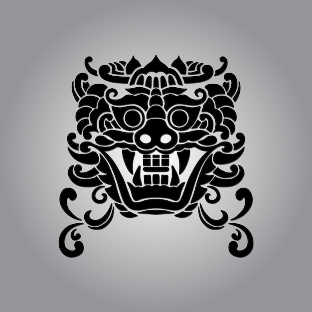 Chinese element silhouette illustration Design On Gray gradiant Background 1