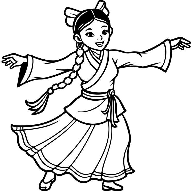 Vektor chinese girl dancing in hanfu