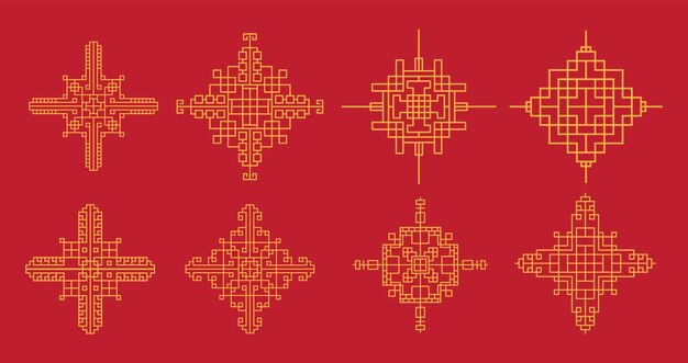 Chinese ornament pattern set gold