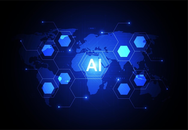 Chipsett for kunstig intelligens på kretskort i futuristisk konseptteknologi kunstverk