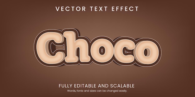 Choco Text effect 3D style fully editable with abstract background