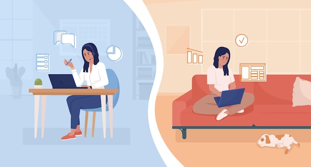 Choosing workplace flat concept vector illustration