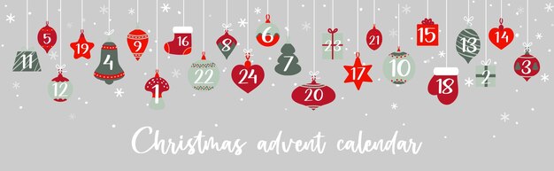 Christmas advent calendar bauble gifts garland