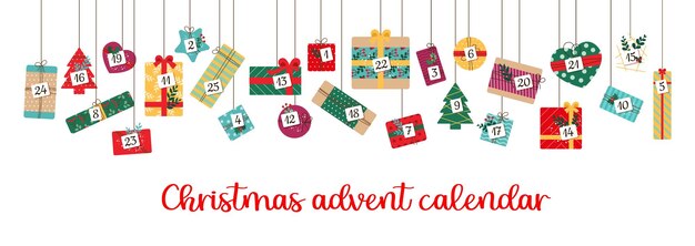 Christmas advent calendar gift boxes garland