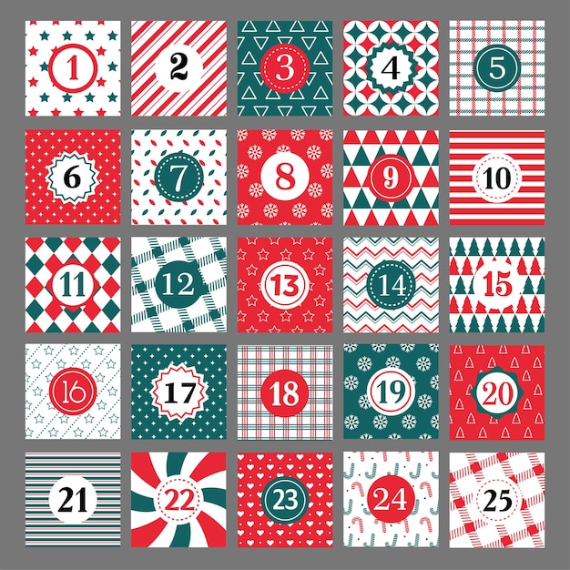 christmas advent calendar with geometric pattern