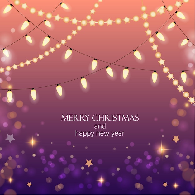 christmas lights with bokeh effect vector illustration