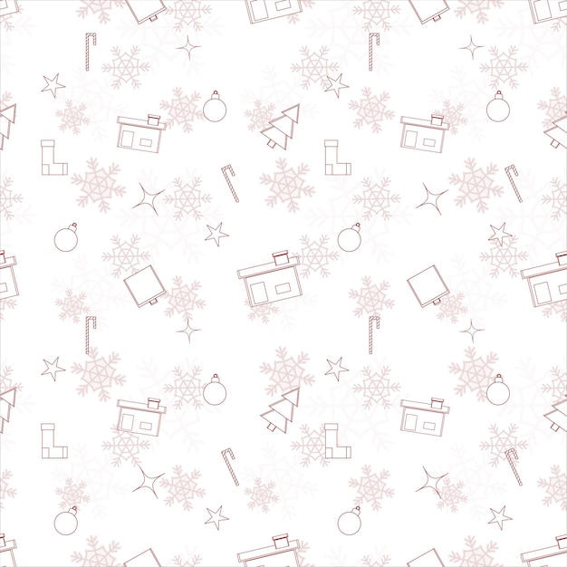 Christmas repeat pattern created with Christmas object outline shapes Seamless Christmas pattern