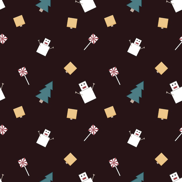 Christmas repeat pattern created with sharp corner Christmas objects seamless pattern